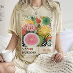 Unisex Yayoi Kusama Flower Printed Washed Tee