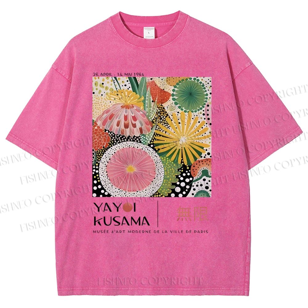 Unisex Yayoi Kusama Flower Printed Washed Tee