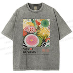 Unisex Yayoi Kusama Flower Printed Washed Tee