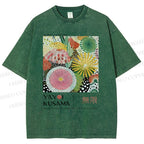 Unisex Yayoi Kusama Flower Printed Washed Tee