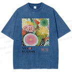 Unisex Yayoi Kusama Flower Printed Washed Tee