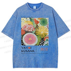 Unisex Yayoi Kusama Flower Printed Washed Tee