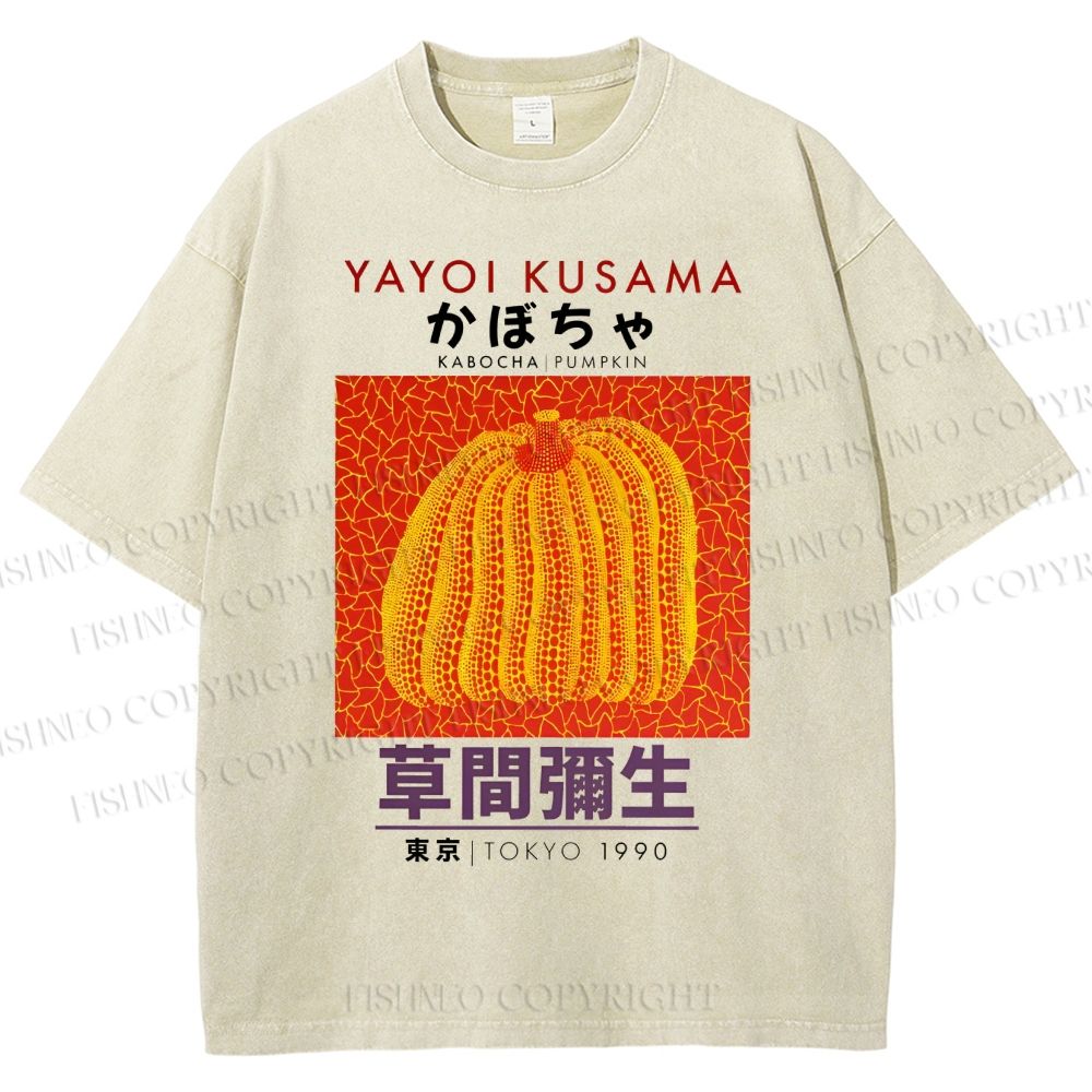 Unisex Yayoi Kusama Pumpkin Printed Washed Tee