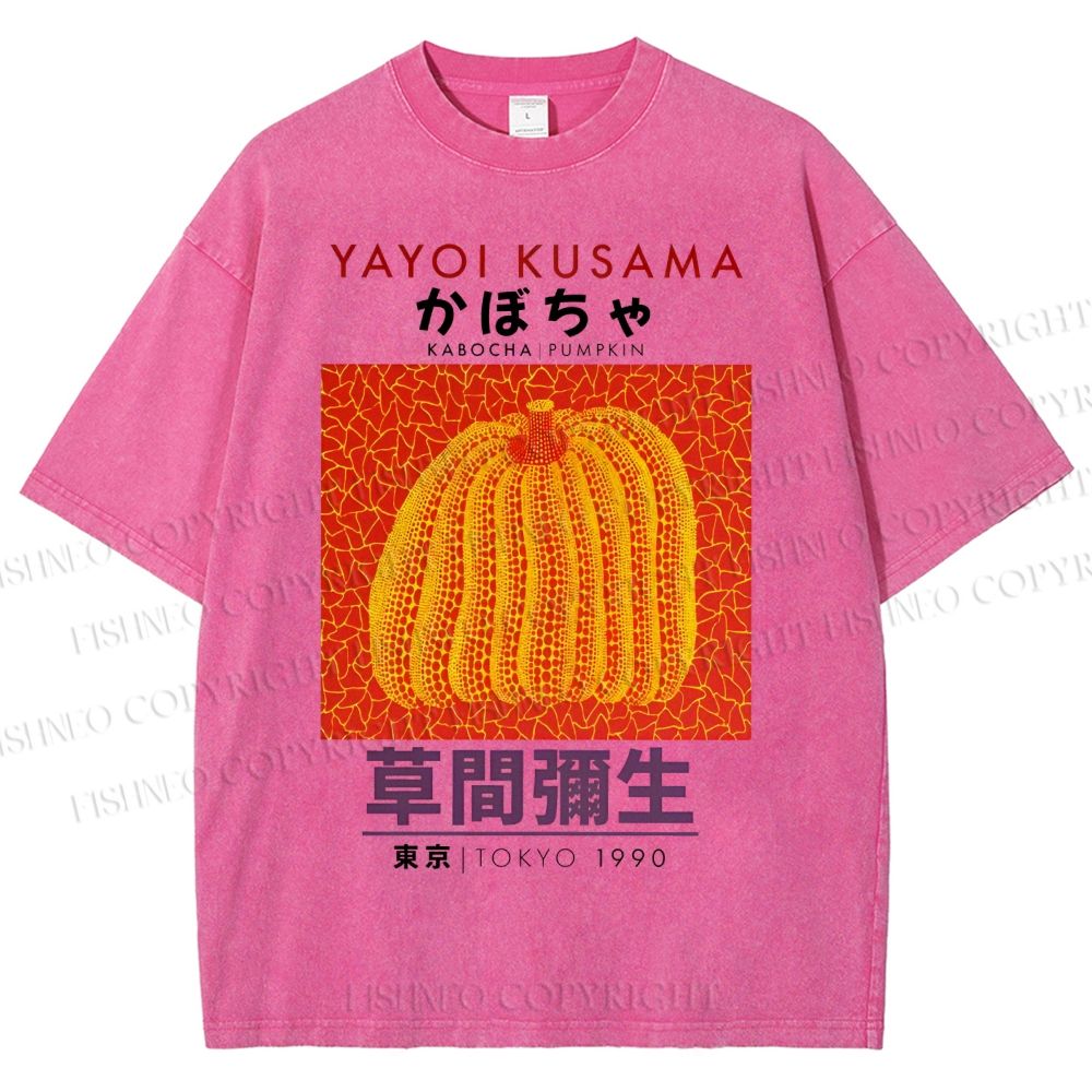 Unisex Yayoi Kusama Pumpkin Printed Washed Tee