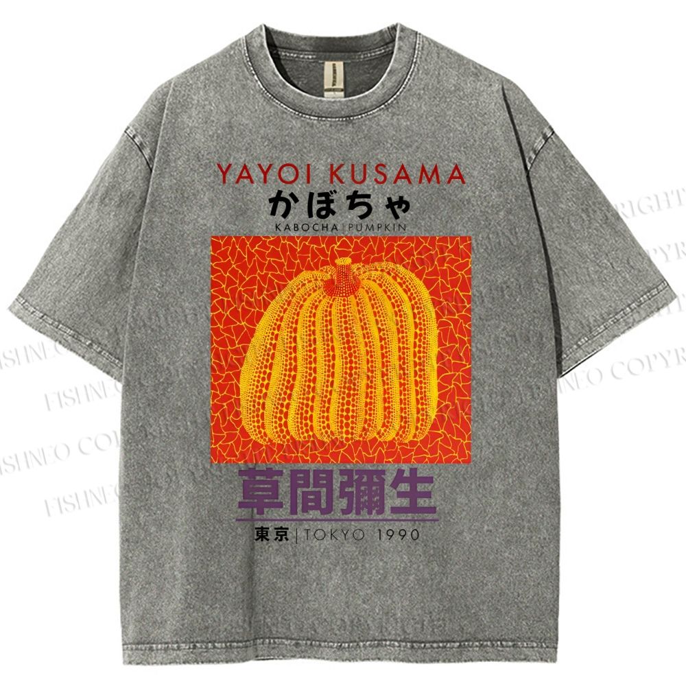 Unisex Yayoi Kusama Pumpkin Printed Washed Tee
