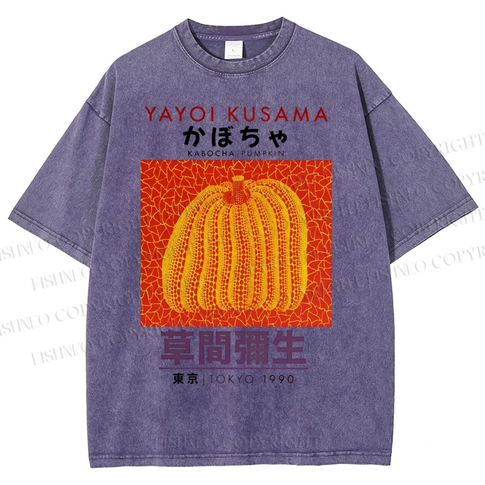 Unisex Yayoi Kusama Pumpkin Printed Washed Tee