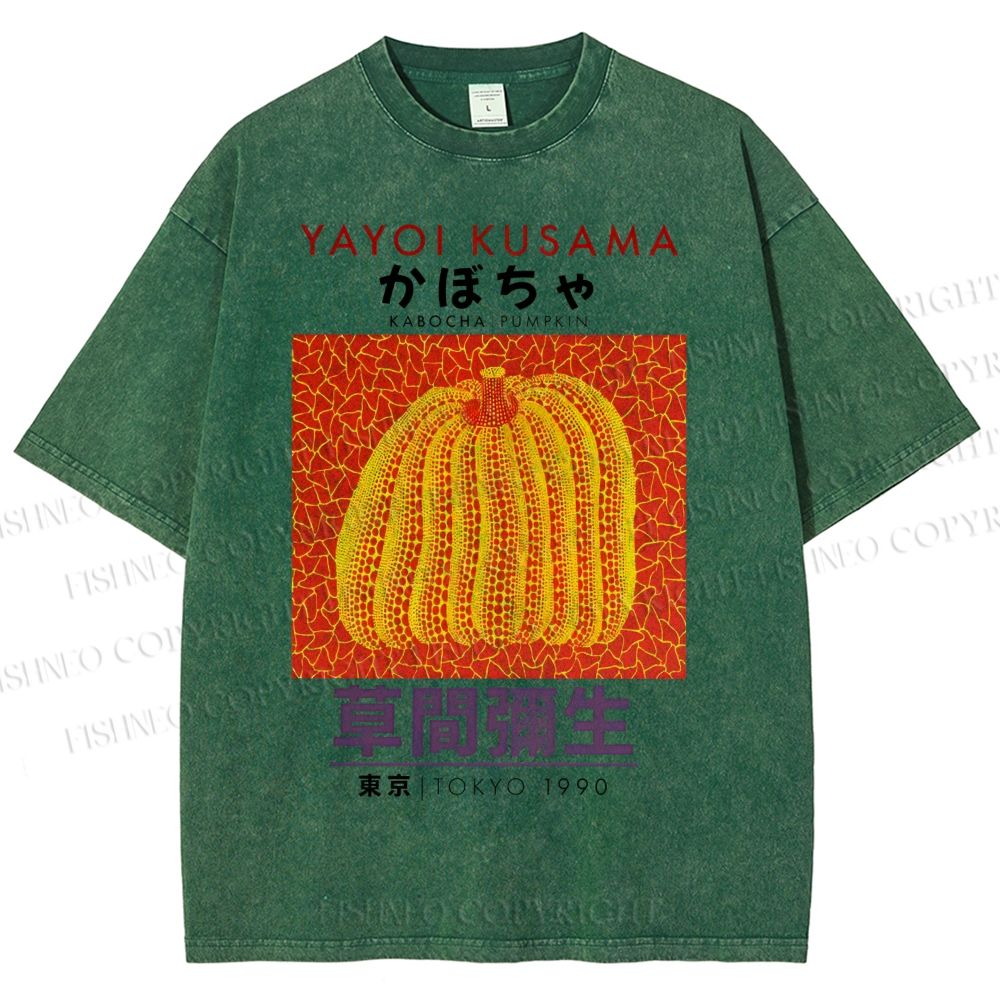 Unisex Yayoi Kusama Pumpkin Printed Washed Tee