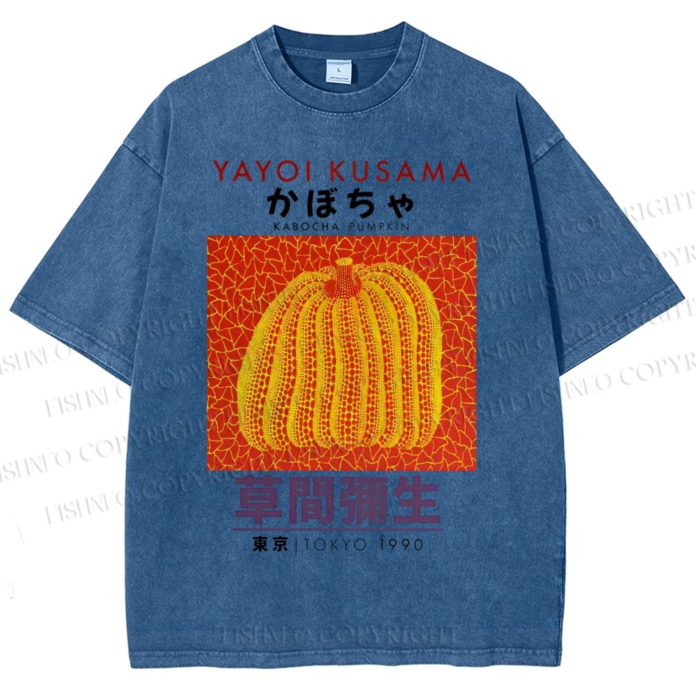 Unisex Yayoi Kusama Pumpkin Printed Washed Tee