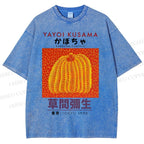 Unisex Yayoi Kusama Pumpkin Printed Washed Tee