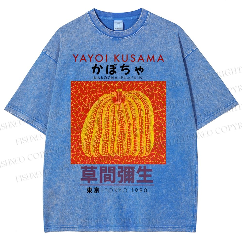 Unisex Yayoi Kusama Pumpkin Printed Washed Tee