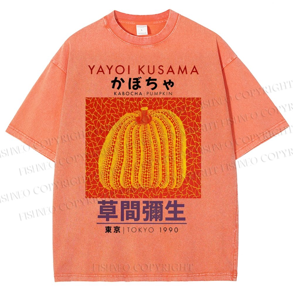 Unisex Yayoi Kusama Pumpkin Printed Washed Tee