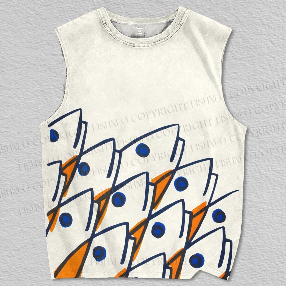 Unisex Vintage Fish Printed Tank Top