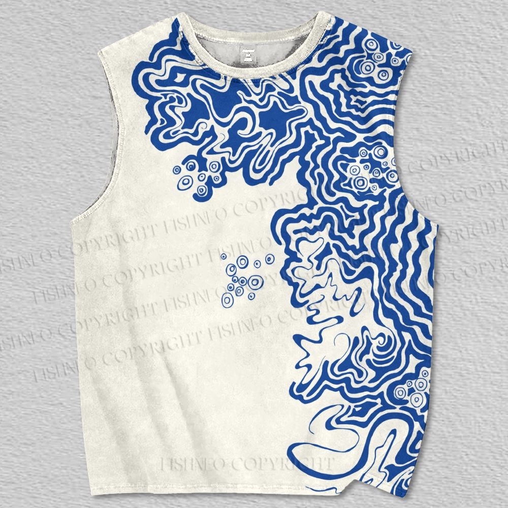Unisex Vintage Wave Printed Tank Top