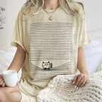 Unisex Cat In Line Printed Washed Tee