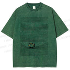 Unisex Cat In Line Printed Washed Tee
