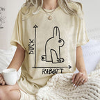 Unisex Duck Or Rabbit Printed Washed Tee