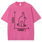 Unisex Duck Or Rabbit Printed Washed Tee