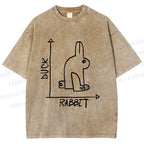 Unisex Duck Or Rabbit Printed Washed Tee