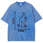 Unisex Duck Or Rabbit Printed Washed Tee