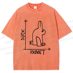 Unisex Duck Or Rabbit Printed Washed Tee