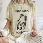 Unisex Cute Frog Printed Washed Tee