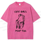 Unisex Cute Frog Printed Washed Tee