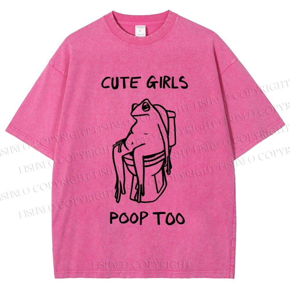 Unisex Cute Frog Printed Washed Tee