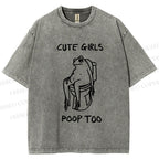 Unisex Cute Frog Printed Washed Tee