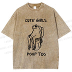Unisex Cute Frog Printed Washed Tee