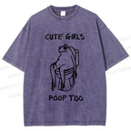 Unisex Cute Frog Printed Washed Tee