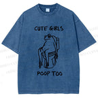 Unisex Cute Frog Printed Washed Tee