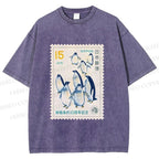 Unisex Vintage Penguin Stamp Printed Washed Tee
