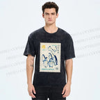 Unisex Vintage Penguin Stamp Printed Washed Tee