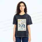 Unisex Vintage Penguin Stamp Printed Washed Tee