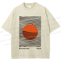 Unisex Geometric Waves Printed Washed Tee