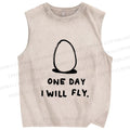 Unisex One Day Egg Will Fly Printed Washed Tank Top