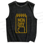 Unisex Monday Printed Washed Tank Top