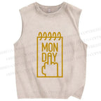 Unisex Monday Printed Washed Tank Top