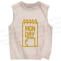 Unisex Monday Printed Washed Tank Top