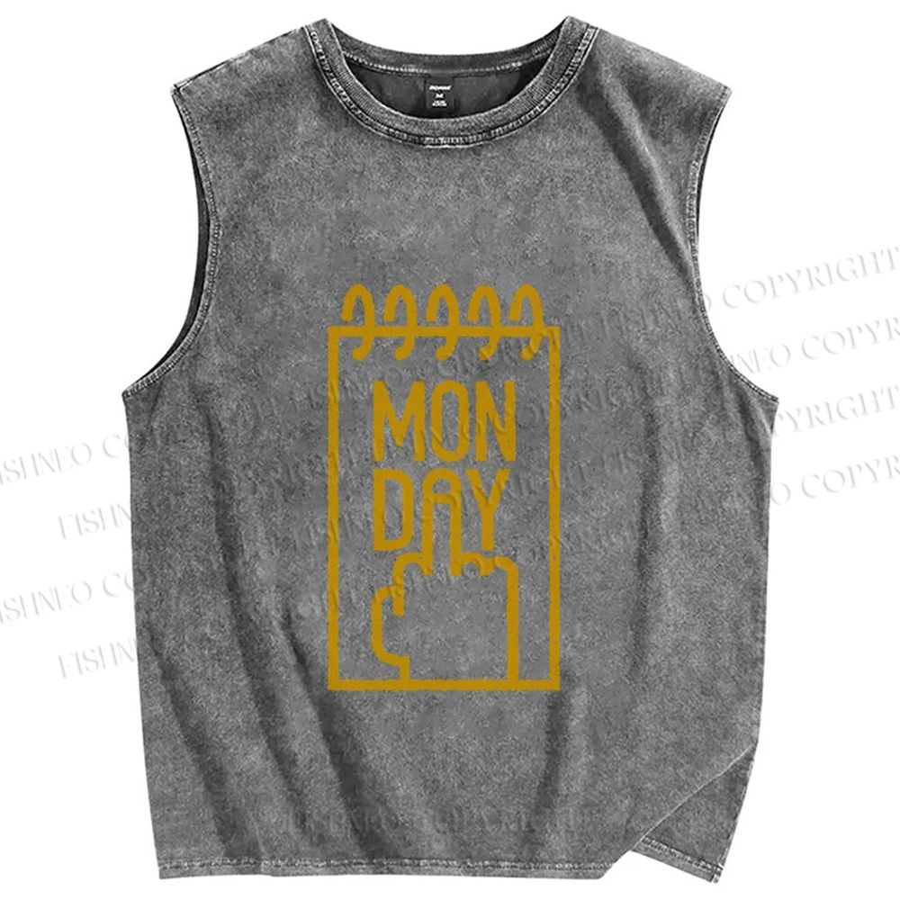 Unisex Monday Printed Washed Tank Top