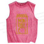 Unisex Monday Printed Washed Tank Top