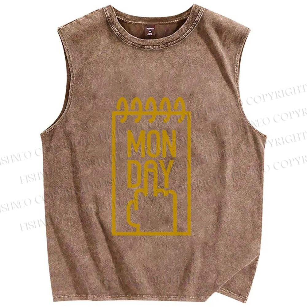 Unisex Monday Printed Washed Tank Top