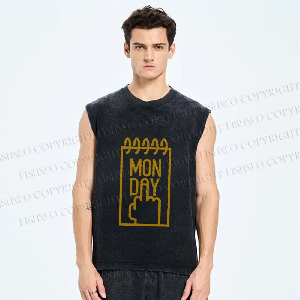 Unisex Monday Printed Washed Tank Top