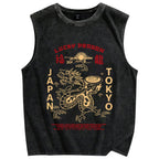 Japanese Lucky Dragon Vintage Distressed Washed Tank Top