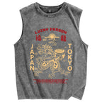 Japanese Lucky Dragon Vintage Distressed Washed Tank Top