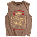 Japanese Lucky Dragon Vintage Distressed Washed Tank Top