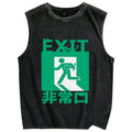 Cat Exit Vintage Distressed Washed Tank Top