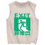 Cat Exit Vintage Distressed Washed Tank Top