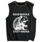 Read Books Stay Weird Unisex Washed Tank Top