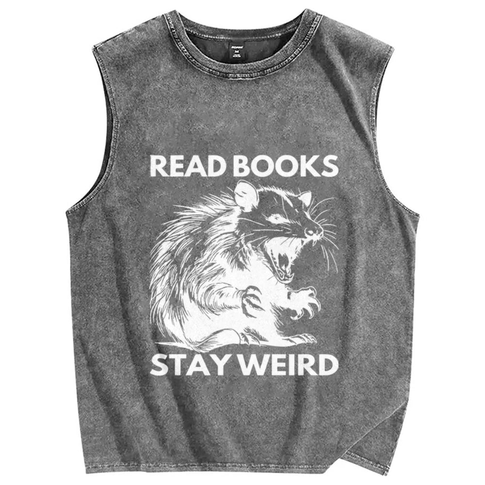 Read Books Stay Weird Unisex Washed Tank Top